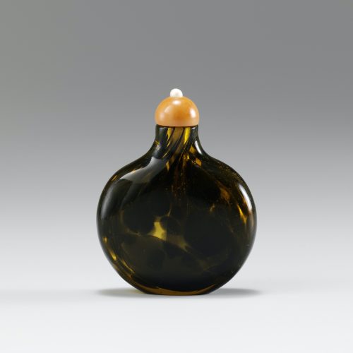 Dark brown dapples with pale brownish-orange glass of flattened form - Image 2