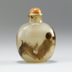 Chalcedony of ink play agate with dragon