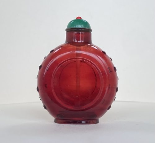 Glass ruby red, of small size with circular panel - Image 3