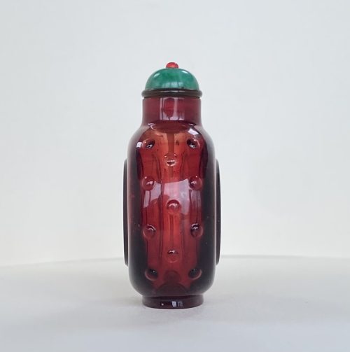 Glass ruby red, of small size with circular panel - Image 5